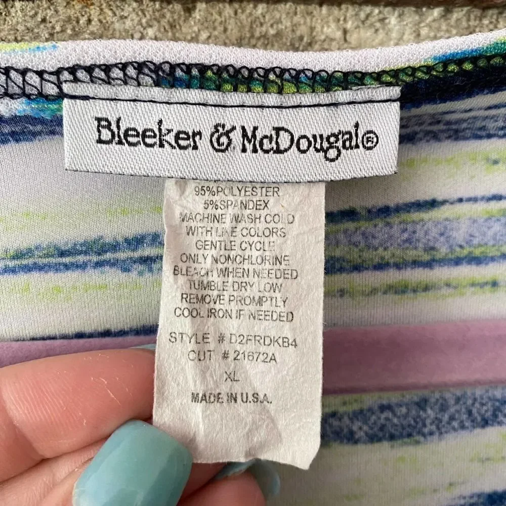 Bleeker & McDougal Cowl Neck Cap Sleeve Stripe Top XL